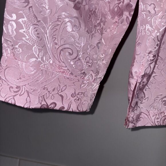 Vtg Victoria's Secret 2 Pc Pink Satin Pajama Set Y2K Size Medium Long Sleeve - Picture 6 of 8